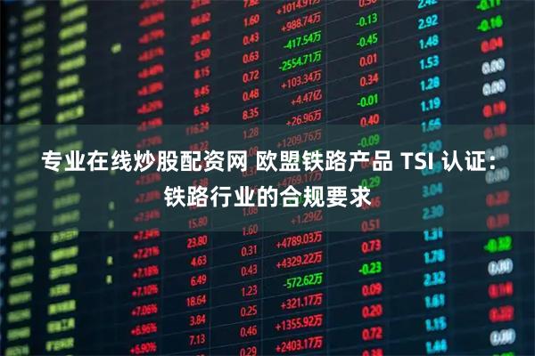 专业在线炒股配资网 欧盟铁路产品 TSI 认证：铁路行业的合规要求